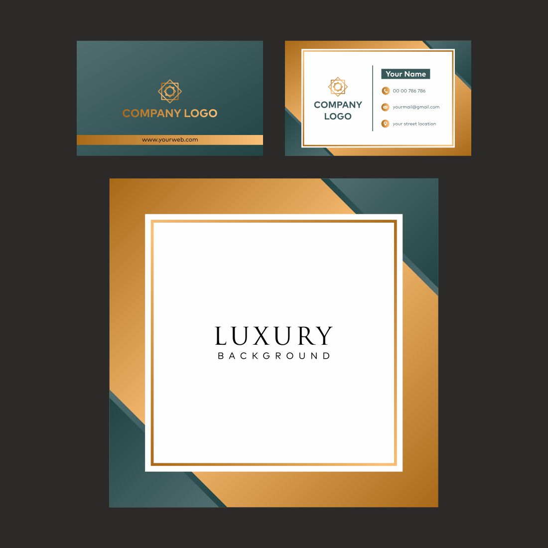 Gold Leaf Business Card Template preview image.