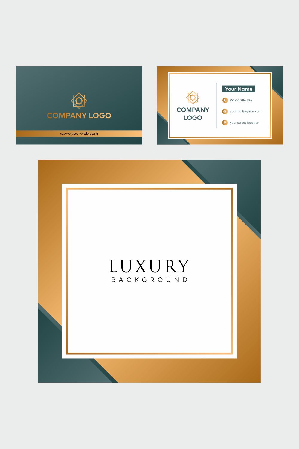 Gold Leaf Business Card Template pinterest preview image.