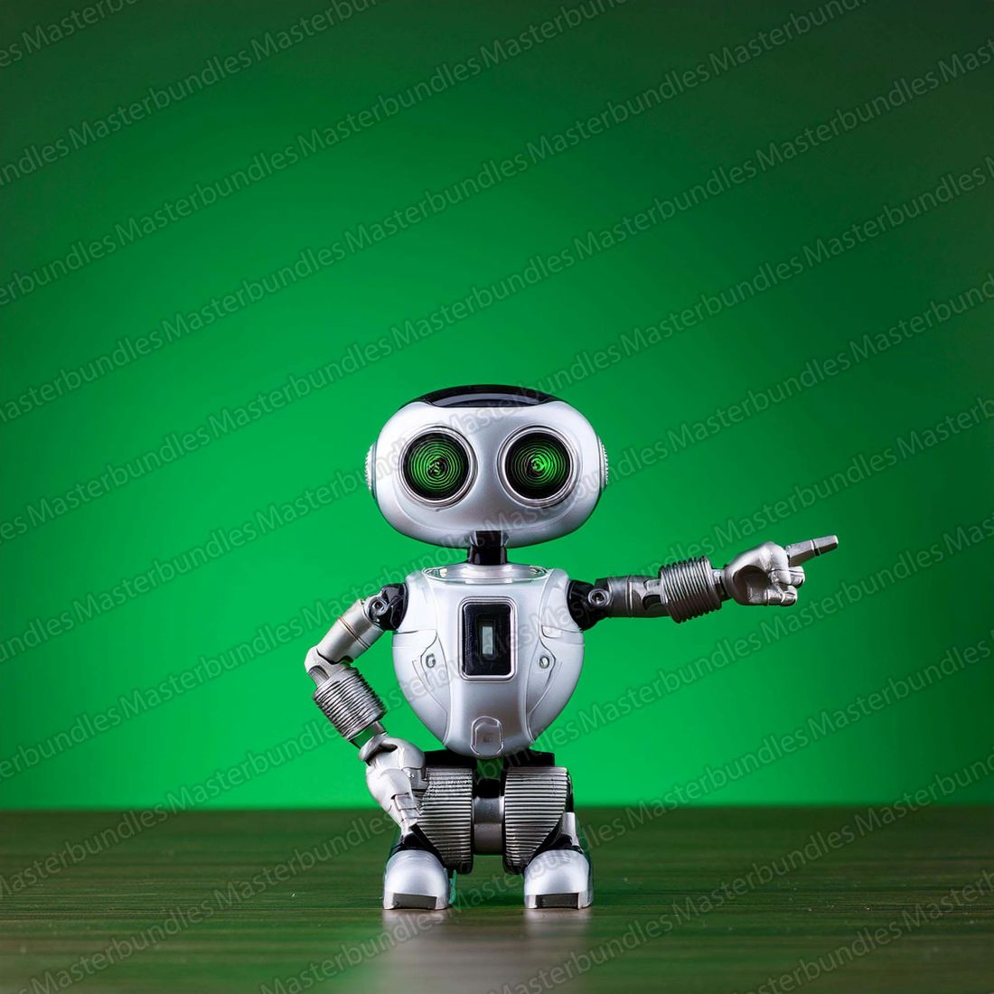 Cute Mini Robot on Green Background preview image.