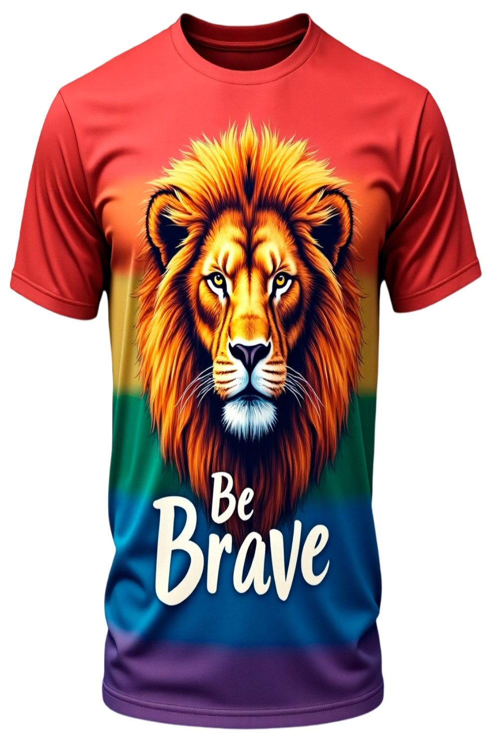 Be Brave Rainbow Lion T-Shirt pinterest preview image.