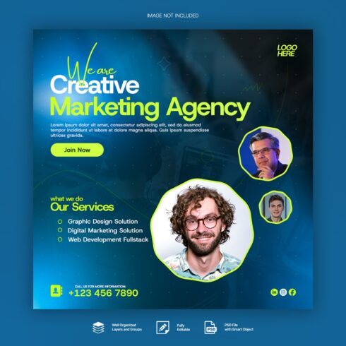 Creative Marketing Agency Instagram Post Template cover image.