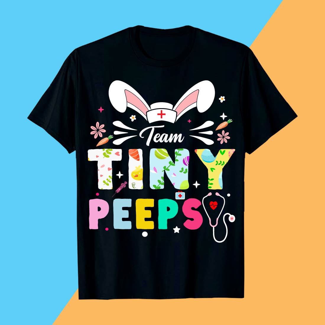 Team Tiny Peeps Medical Bunny Easter t shirt Design preview image.