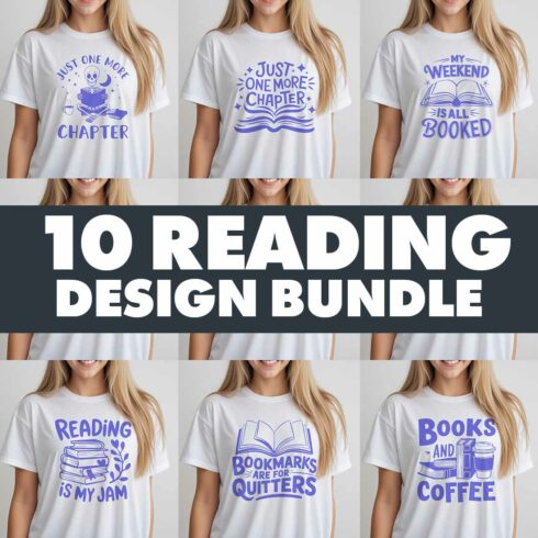 10 Book Reading Graphic Design Bundle for Reading Lovers cover image.