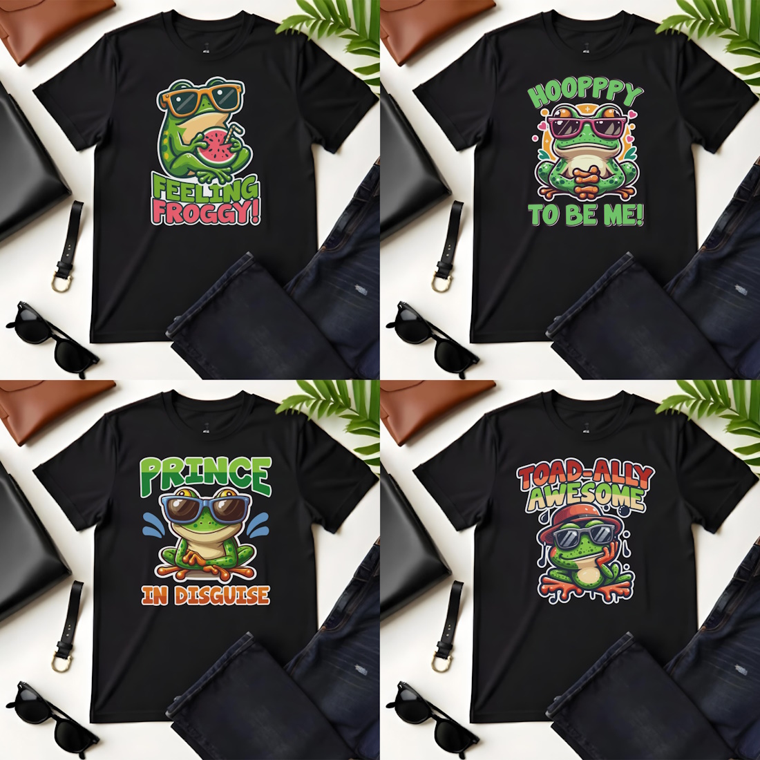 Funny Frog Graphic Design Bundle for Frog Lovers preview image.