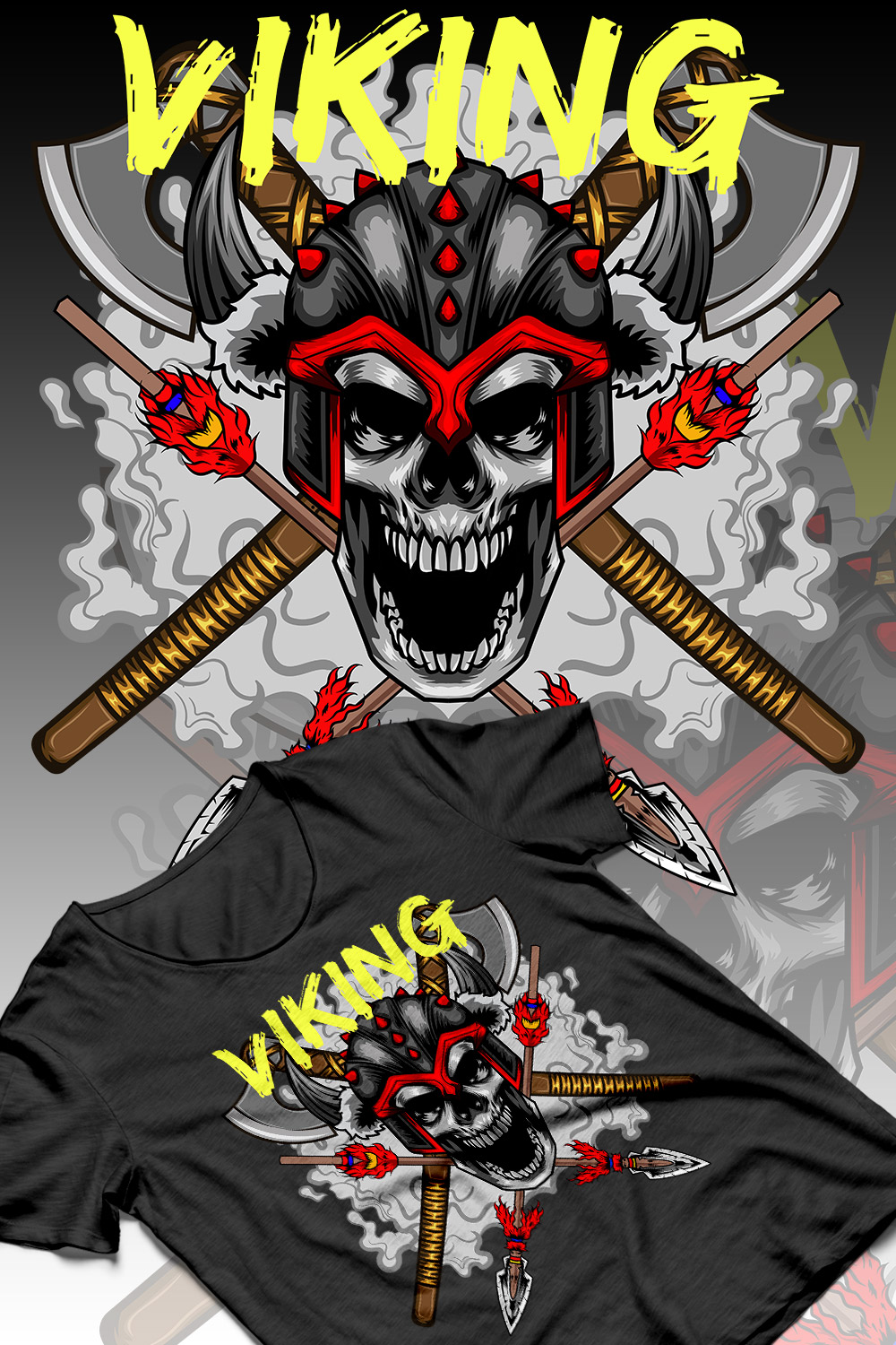 Viking Skull Design pinterest preview image.