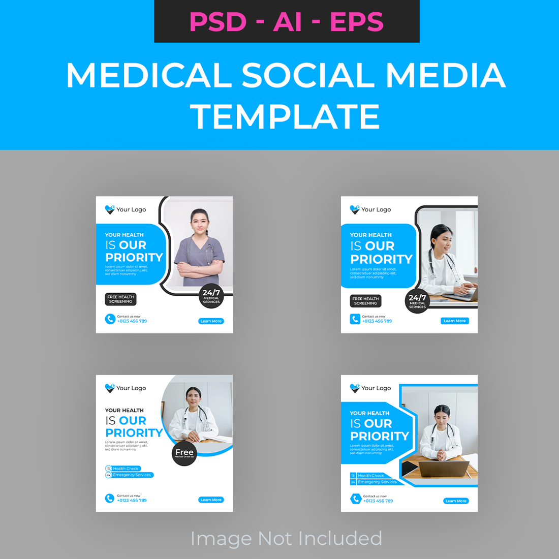 Medical Social Media Post Template Design cover image.