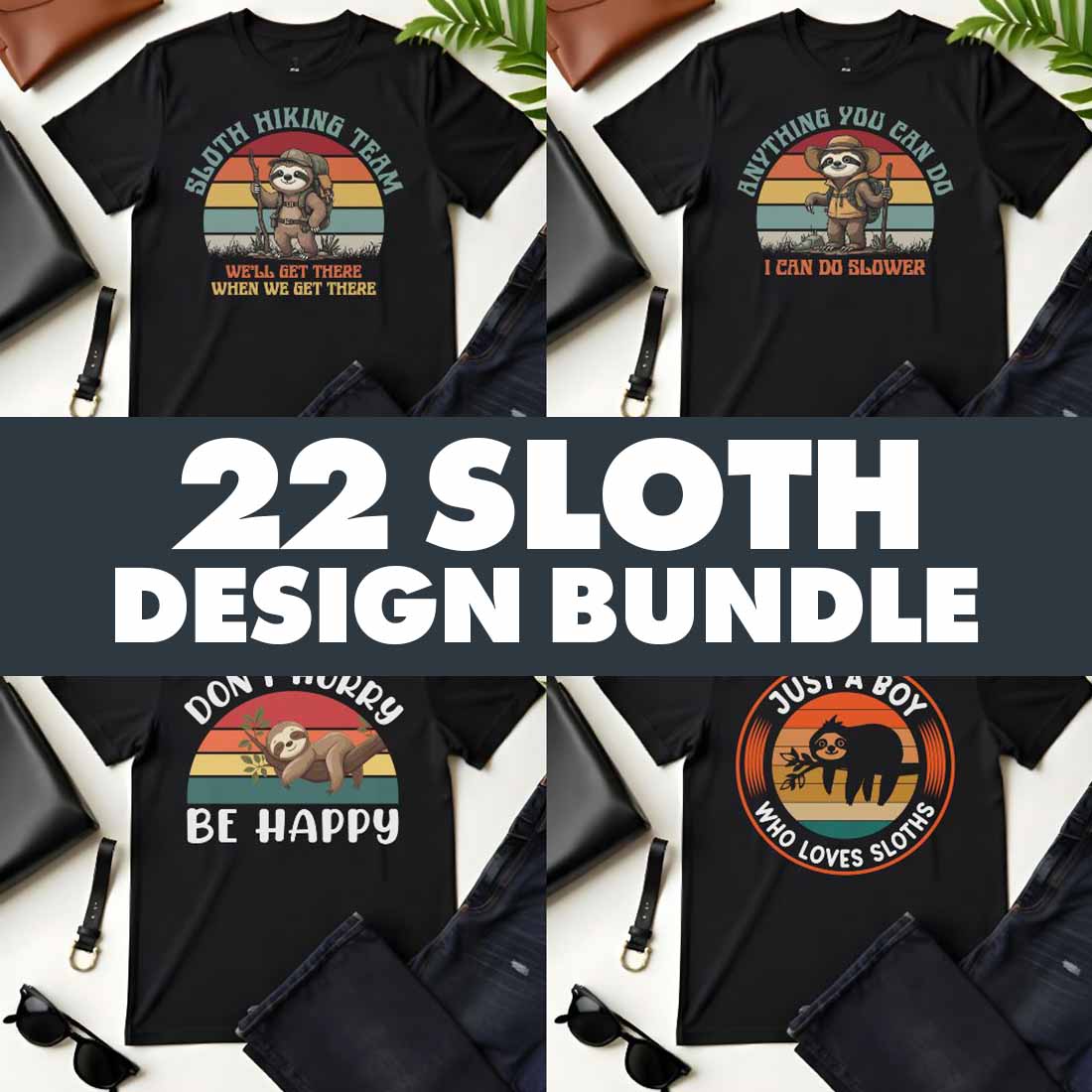 22 Sloth Graphic Design Bundle for Sloth Lovers cover image.