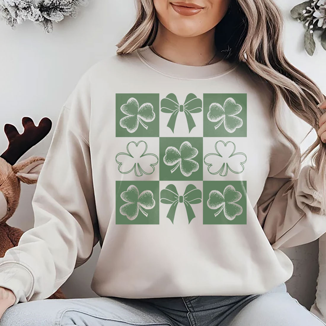 St Patrick’s Day T-Shirt Design, Retro Checkered St Patrick’s Day PNG, Coquette St Patty’s Day png, Lucky Shamrock PNG, St Patricks Coquette Png, Lucky Charm Png, Irish Png preview image.