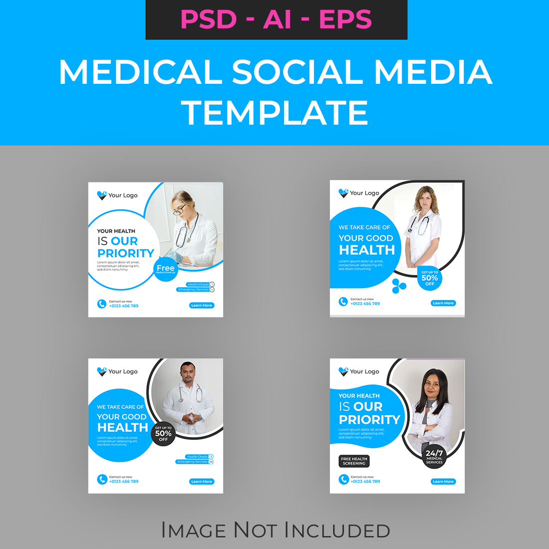 Medical and Healthcare Social Media Template cover image.