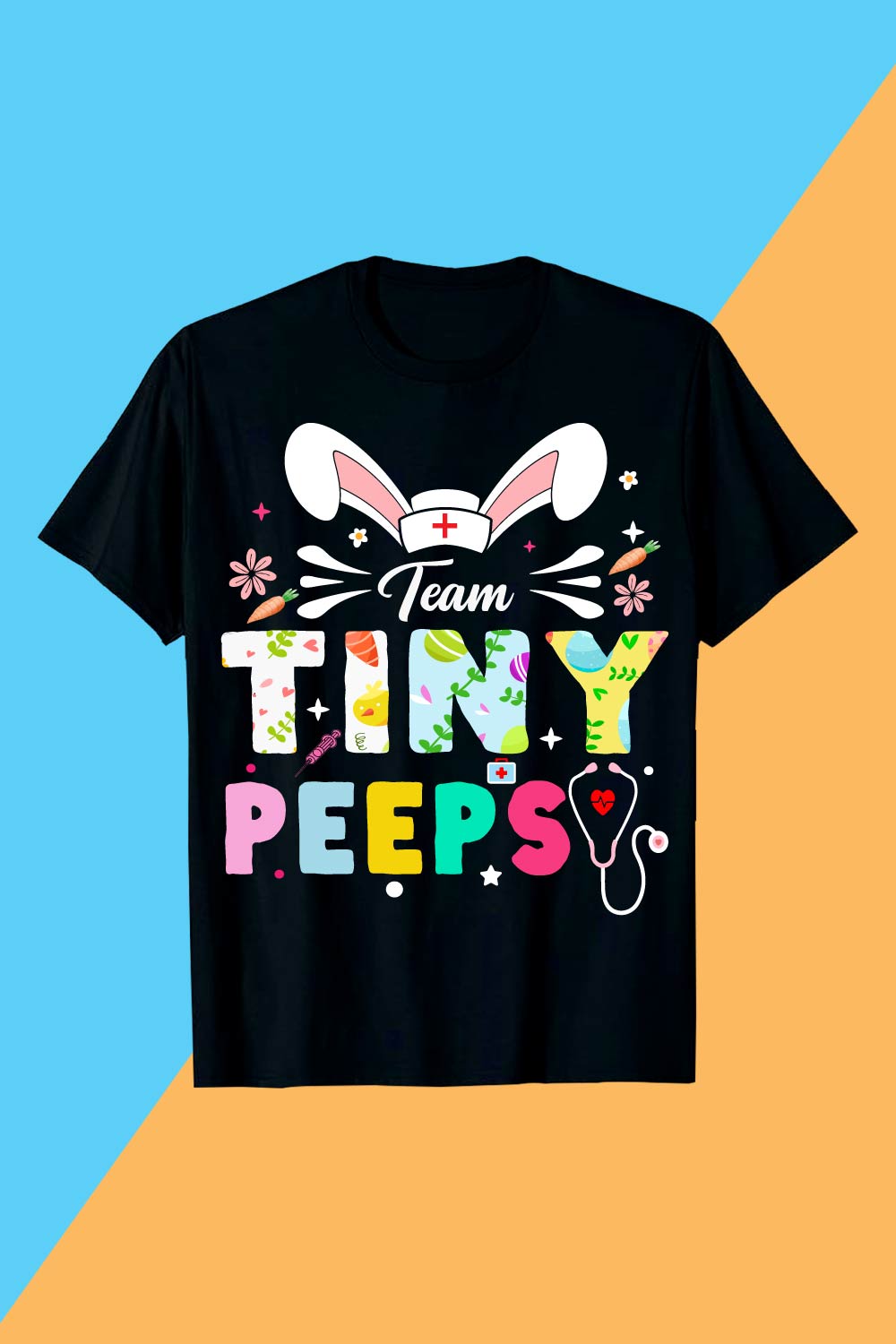 Team Tiny Peeps Medical Bunny Easter t shirt Design pinterest preview image.