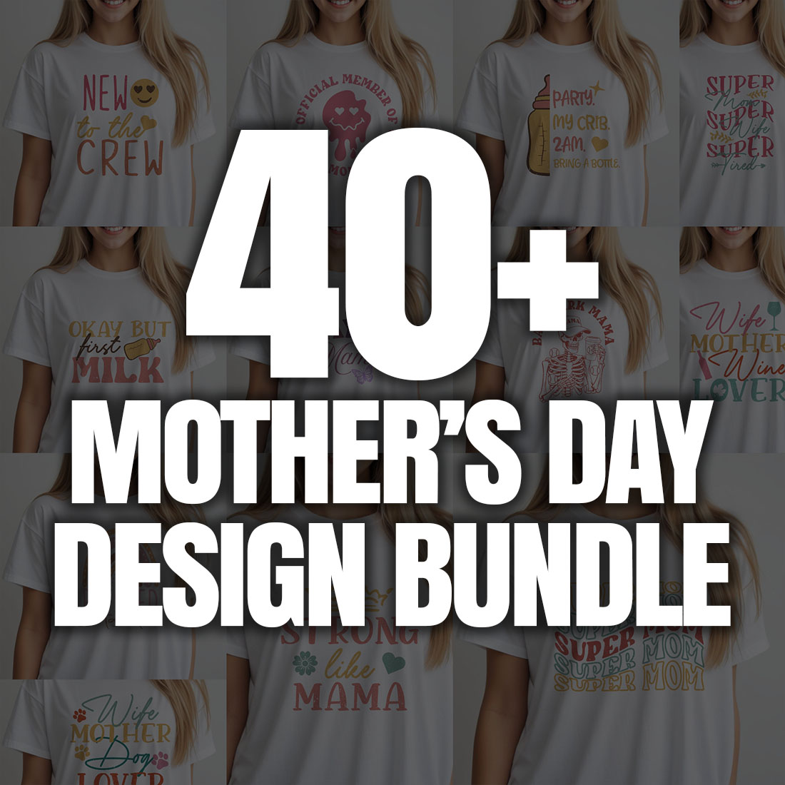 44 Mother's day graphic design bundle cover image.