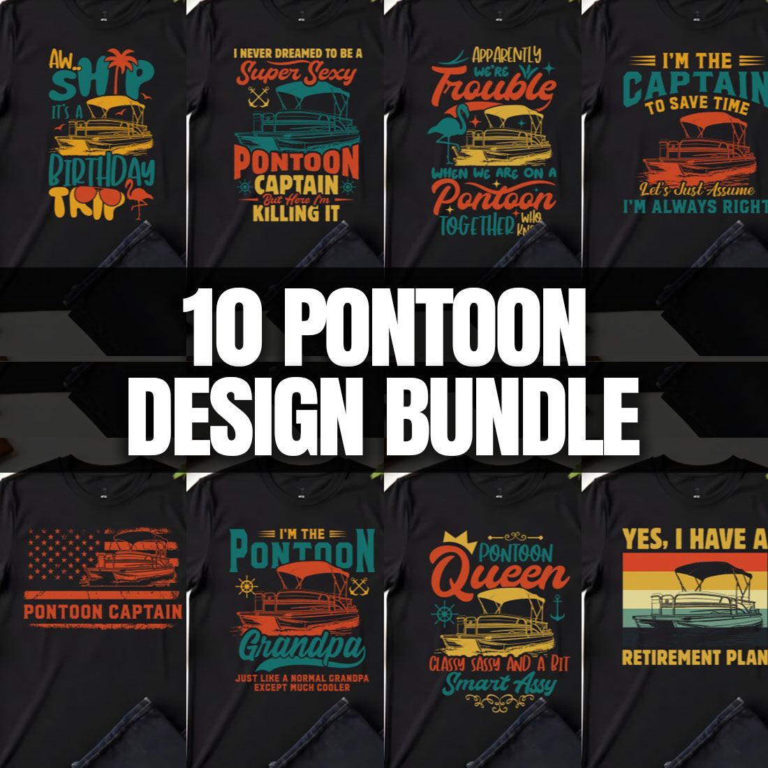 10 Pontoon Graphic Design Bundle For Pontoon Lovers cover image.