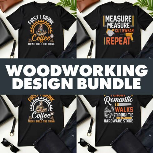 8 Woodworking graphic design bundle for woodworking lovers cover image.