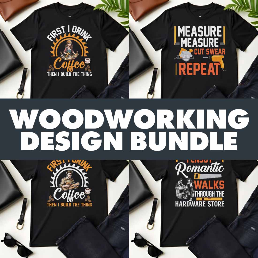 8 Woodworking graphic design bundle for woodworking lovers cover image.