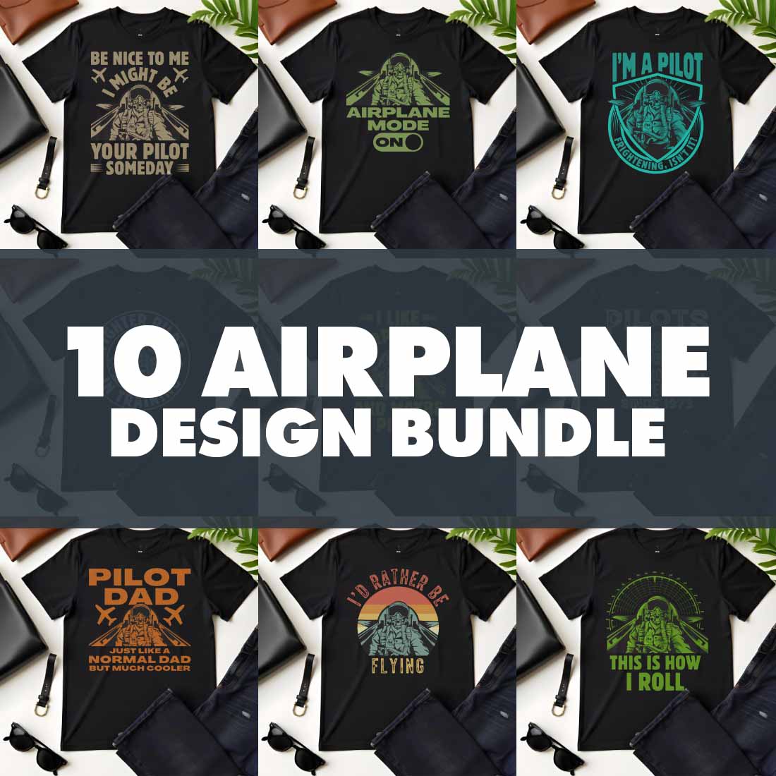 10 Fighter Airplane Graphic Design Bundle For Airplane Lovers cover image.