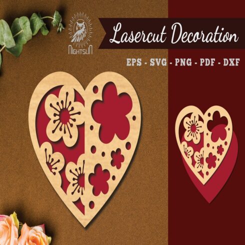 Flowers Heart Laser Cut Decoration cover image.