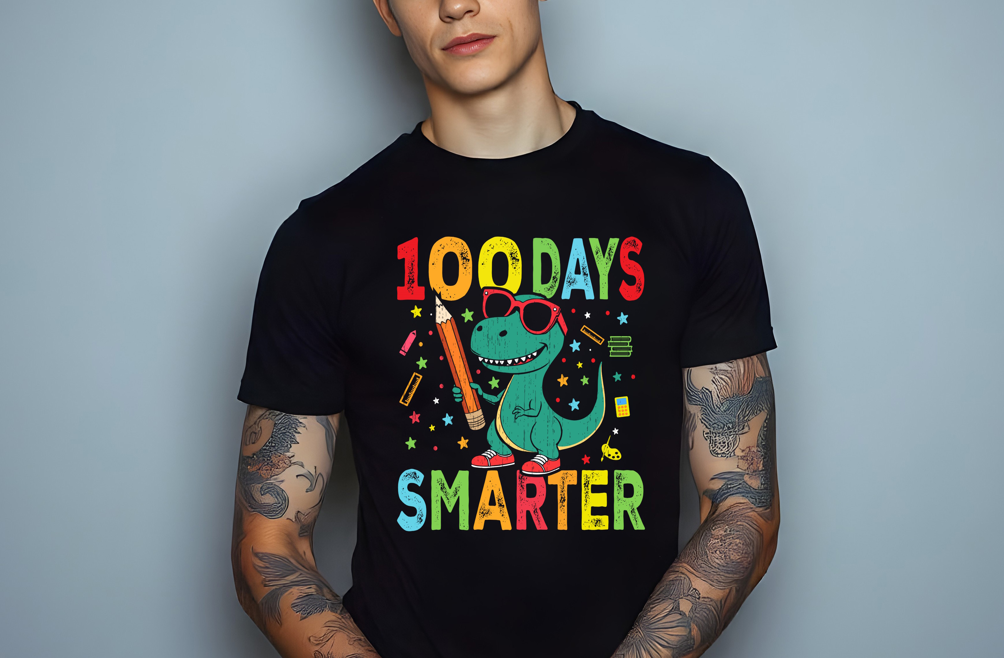 100 days smarter graphic design male t shirt mockups 474