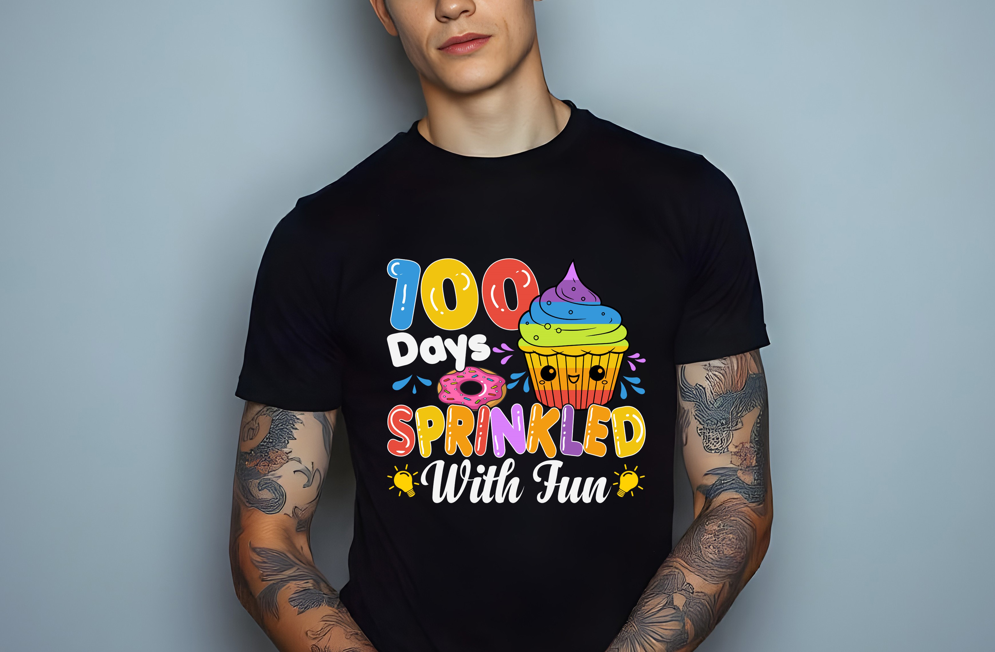 100 days sprinkled with fun male t shirt mockups 354