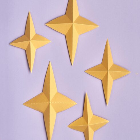 3D Paper Star SVG, Four-Pointed Star Template, Origami Stars cover image.