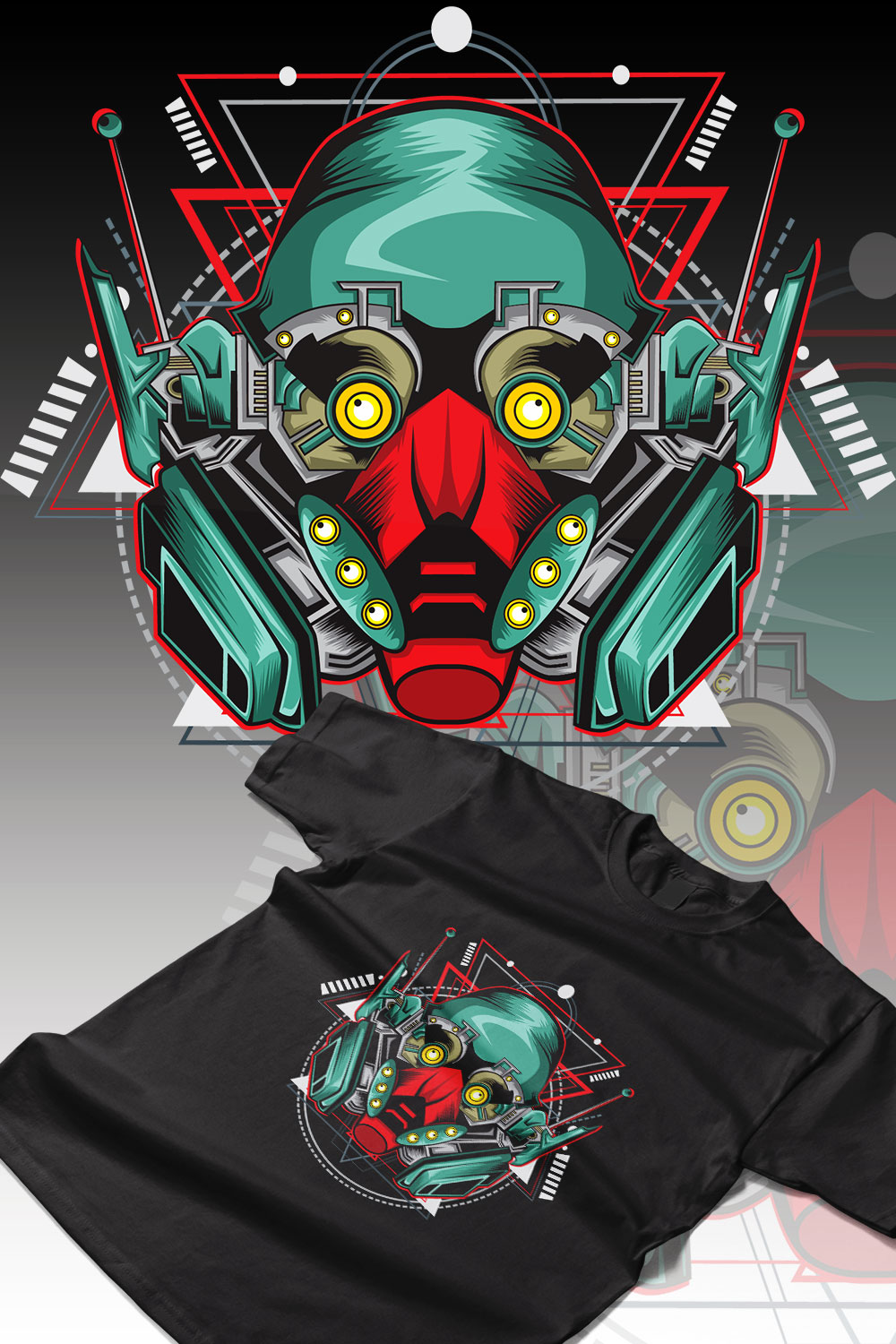 Green Robot Design pinterest preview image.