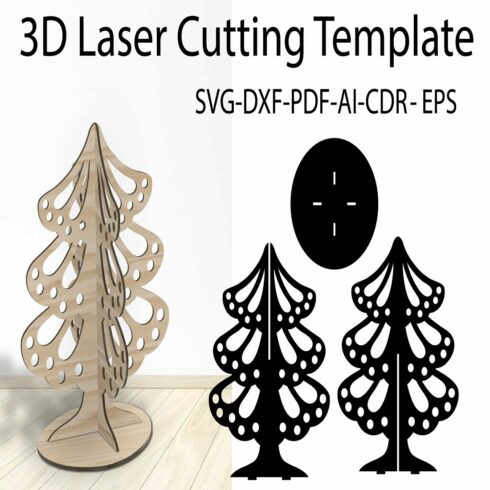 3D Christmas Tree SVG Laser Cutting Template Vector EPS, CDR cover image.