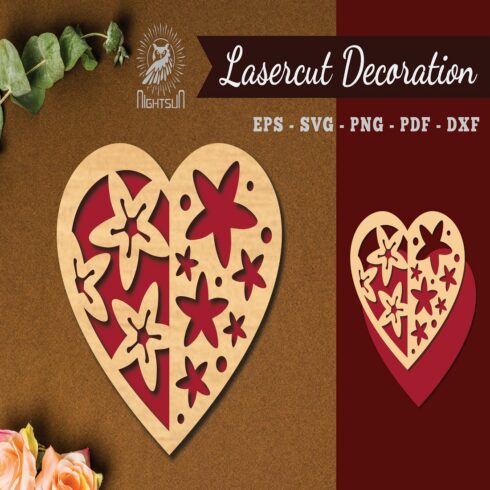 Flowers Heart Laser Cut Decoration cover image.