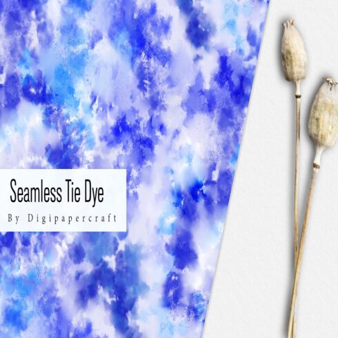 Seamless Blue Tie Dye Digital Paper, Shibori Tie Dye Papers cover image.