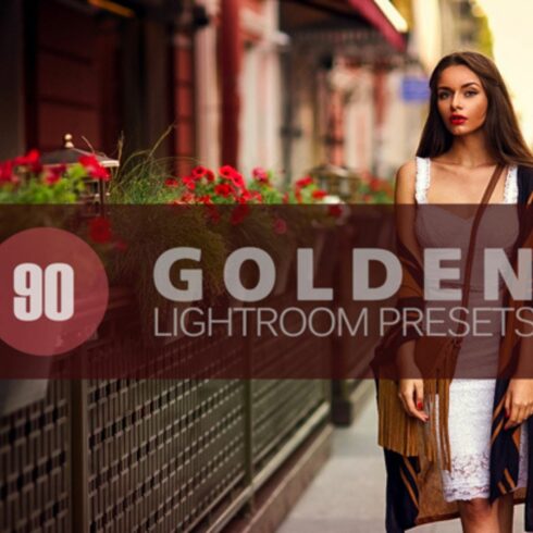 +90 Golden lightroom preset cover image.