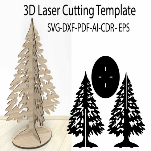 3D Christmas Tree SVG Laser Cutting Template cover image.