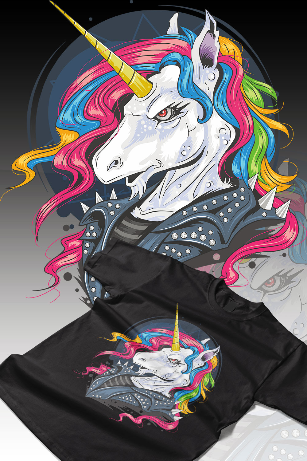 Rocker Unicorn Design pinterest preview image.