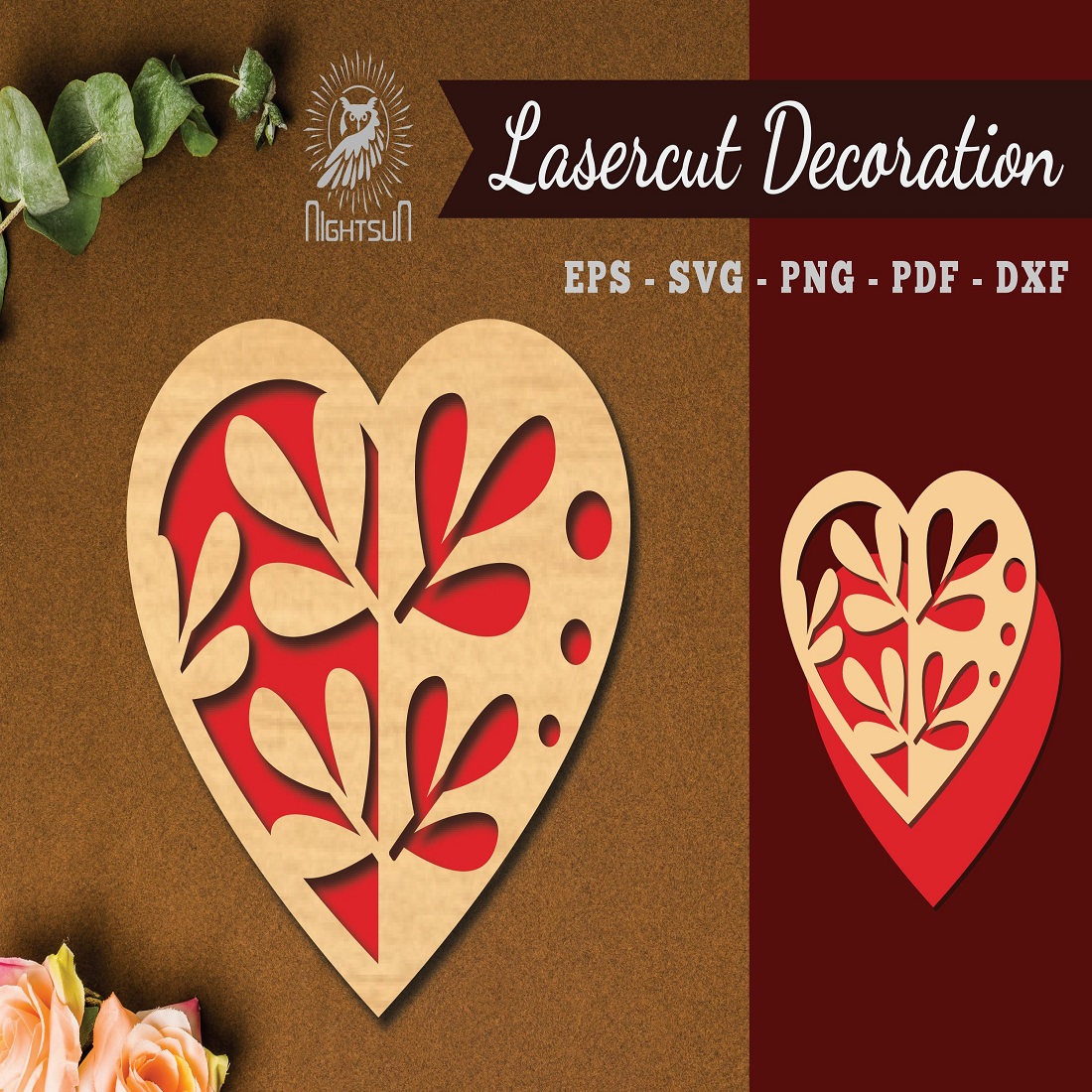 15 floral heart laser cut decoration 271