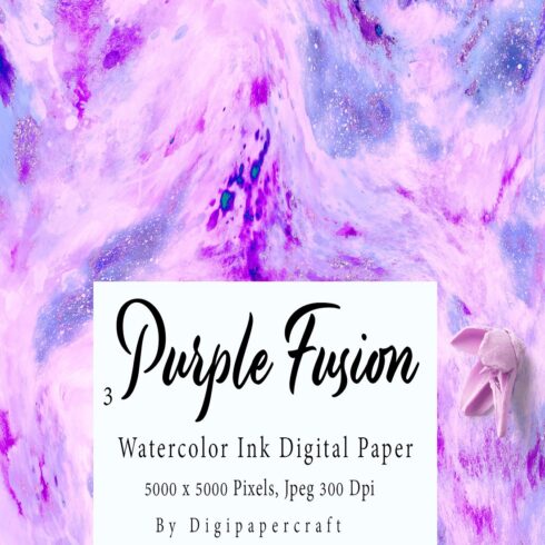 Purple Marble Digital Paper, Glitter Marble, Pink and Purple cover image.