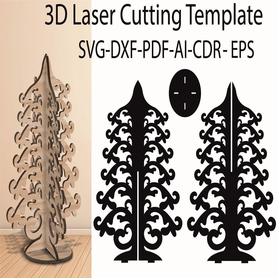 16 3d christmas tree svg template for laser cutting 326