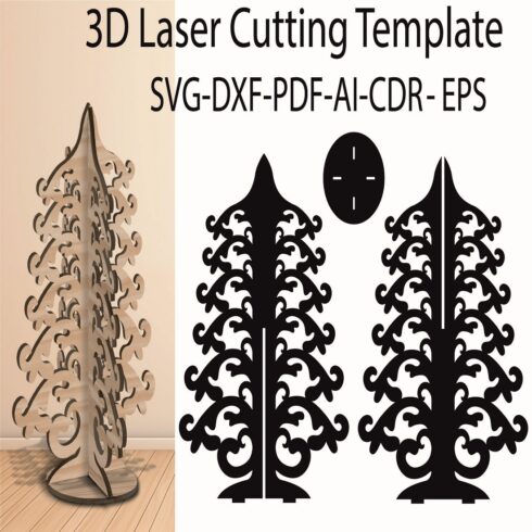 3D Christmas Tree SVG Template for Laser Cutting cover image.