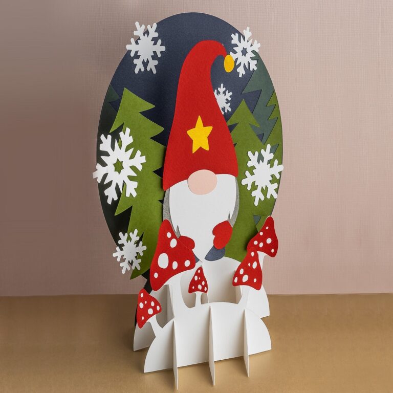 Gnome Pop Up Card SVG, 3D Paper Christmas Card Template PDF - MasterBundles