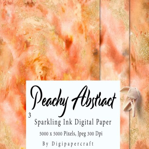 Peach Marble Paper, Marble Paper, Glitter marble, Orange Ink cover image.