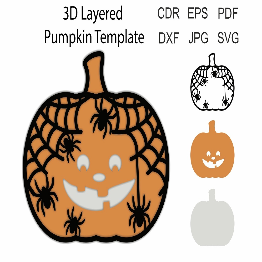 19 3D Pumpkin svg paper laser cut file, 3D Layered Halloween preview image.