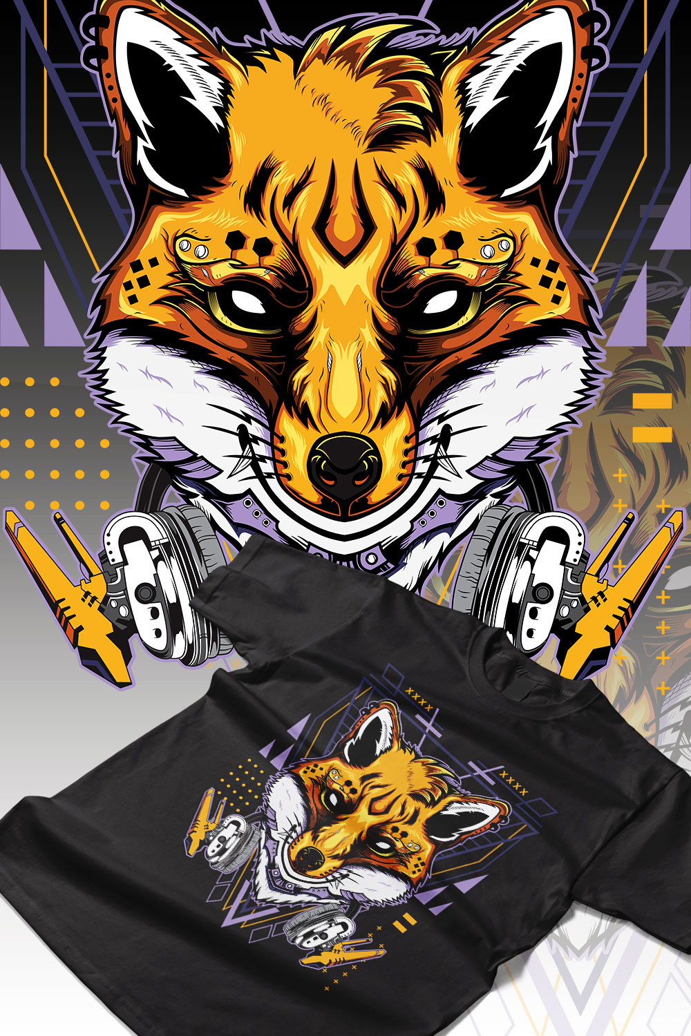 Cyber Fox Design pinterest preview image.