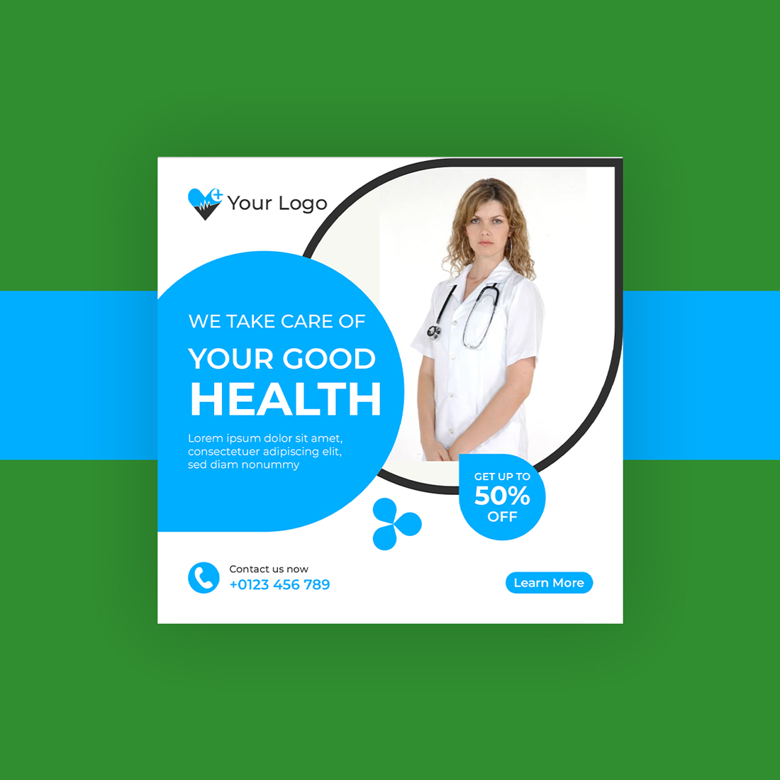 Medical and Healthcare Social Media Template preview image.