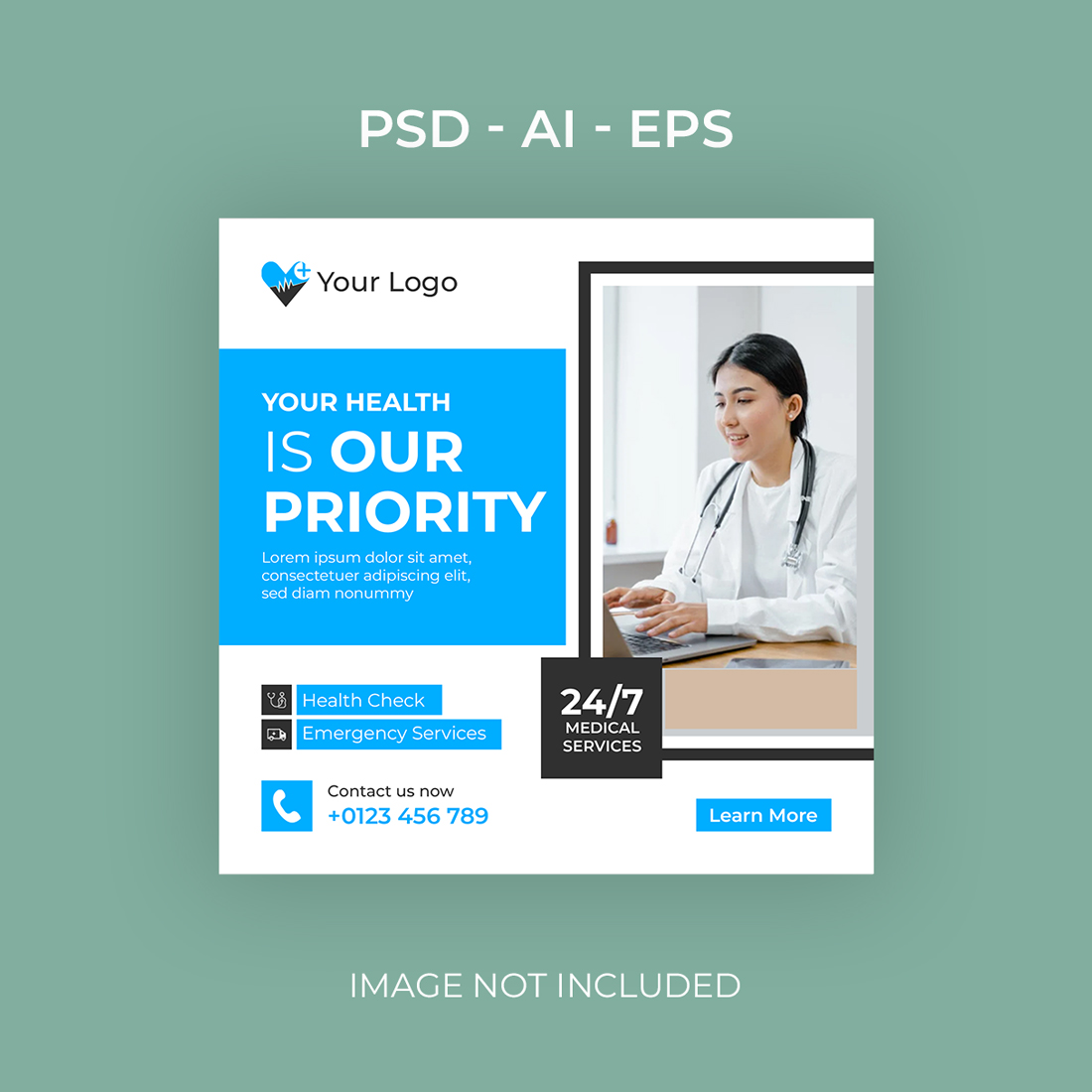 Medical Social Media Template preview image.