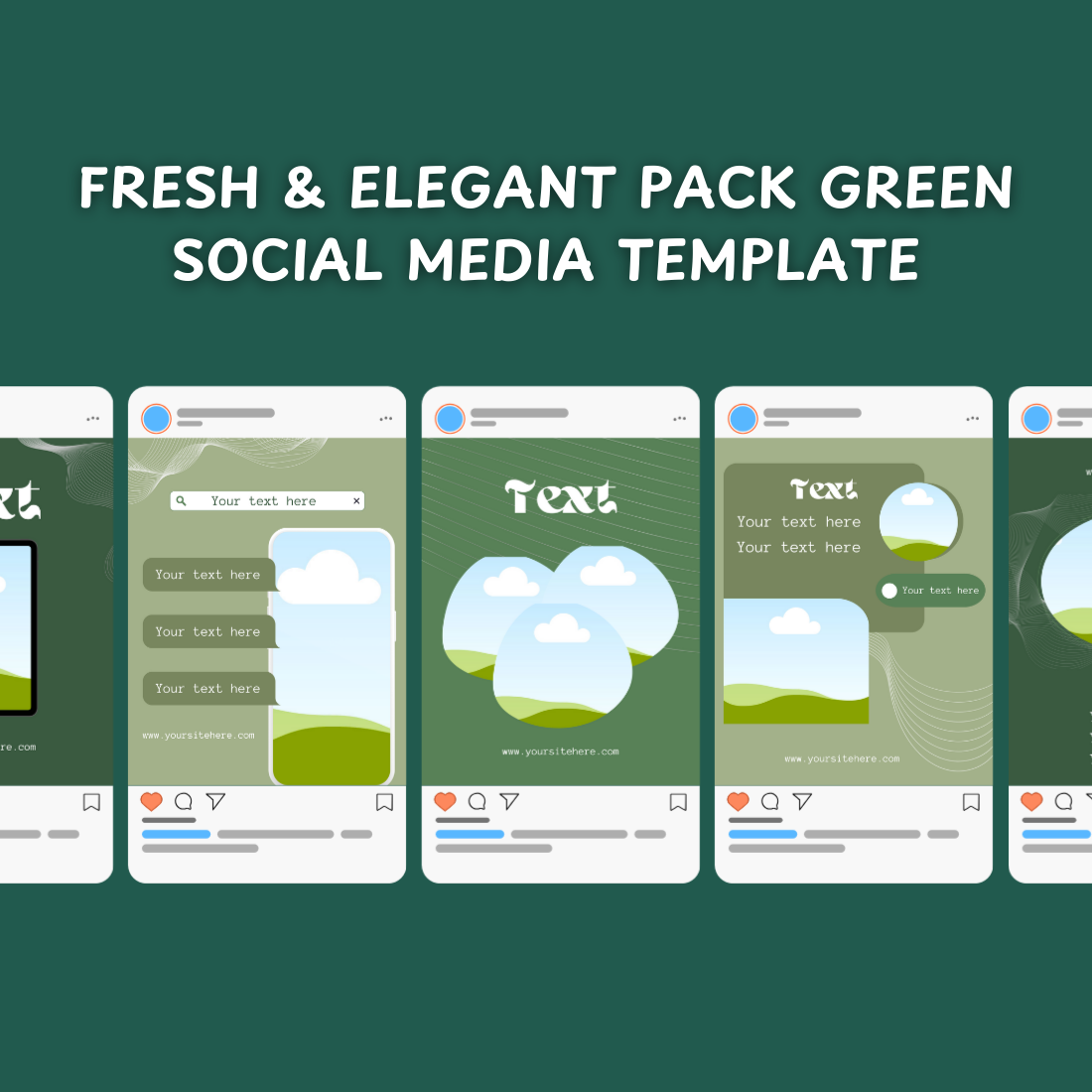 Fresh & Elegant Green Social Media Template preview image.