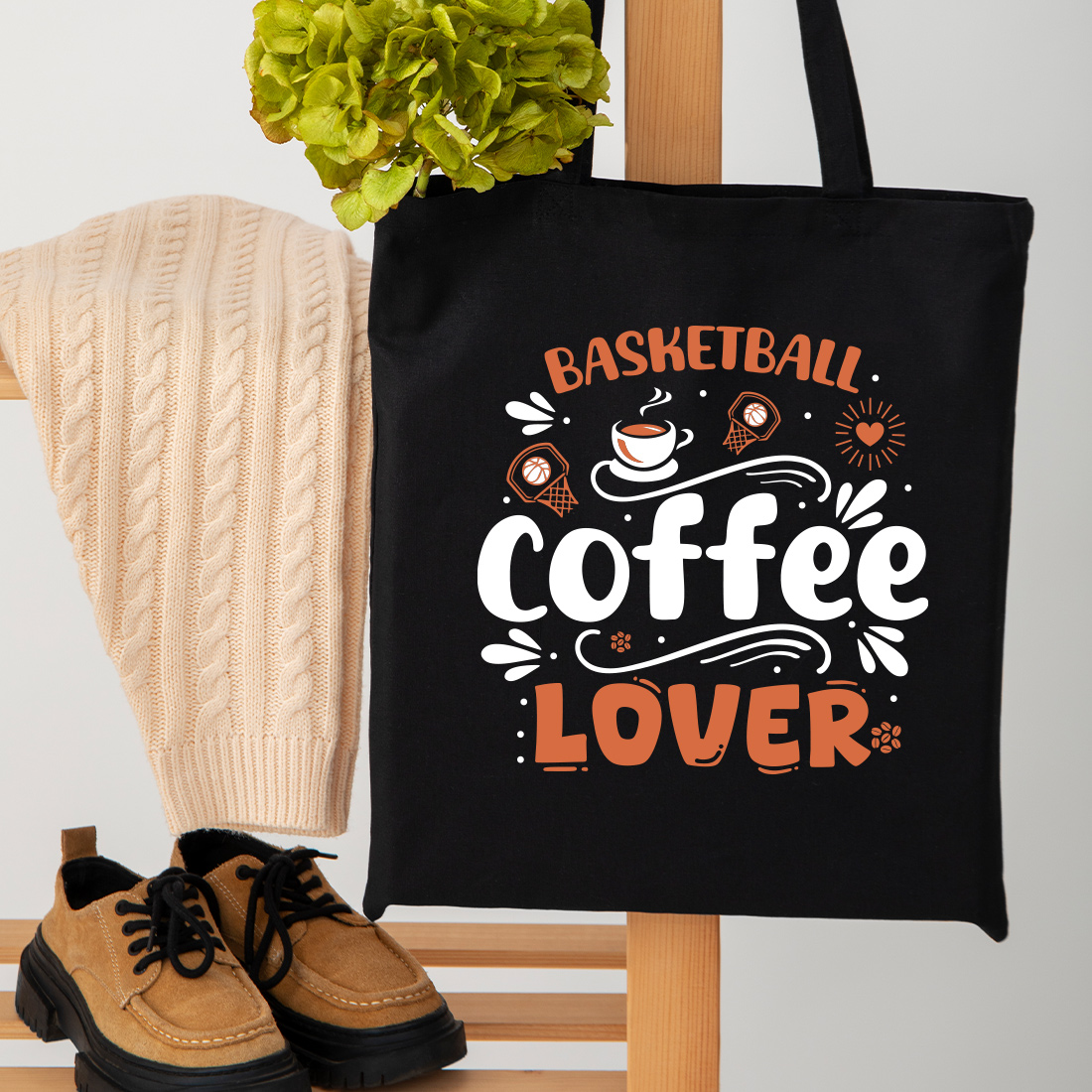 Basketball coffee lover t-shirt graphic preview image.