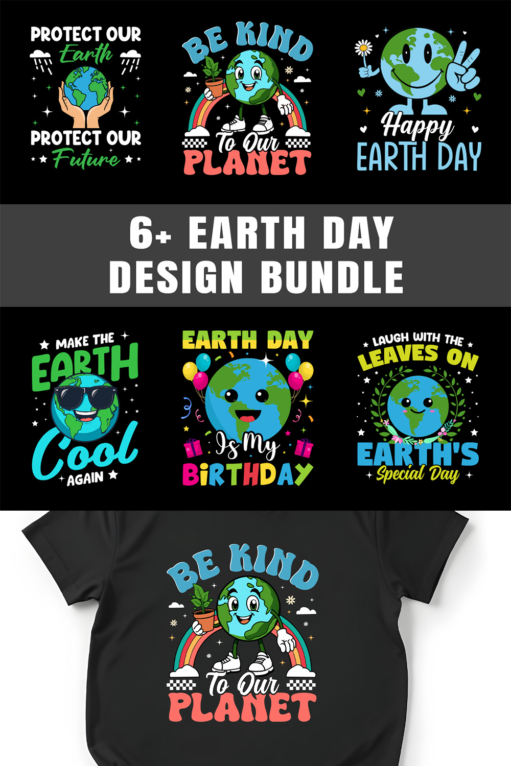 Earth Day Celebration T-Shirt Designs Vibrant, Eco-Friendly Graphics, pinterest preview image.