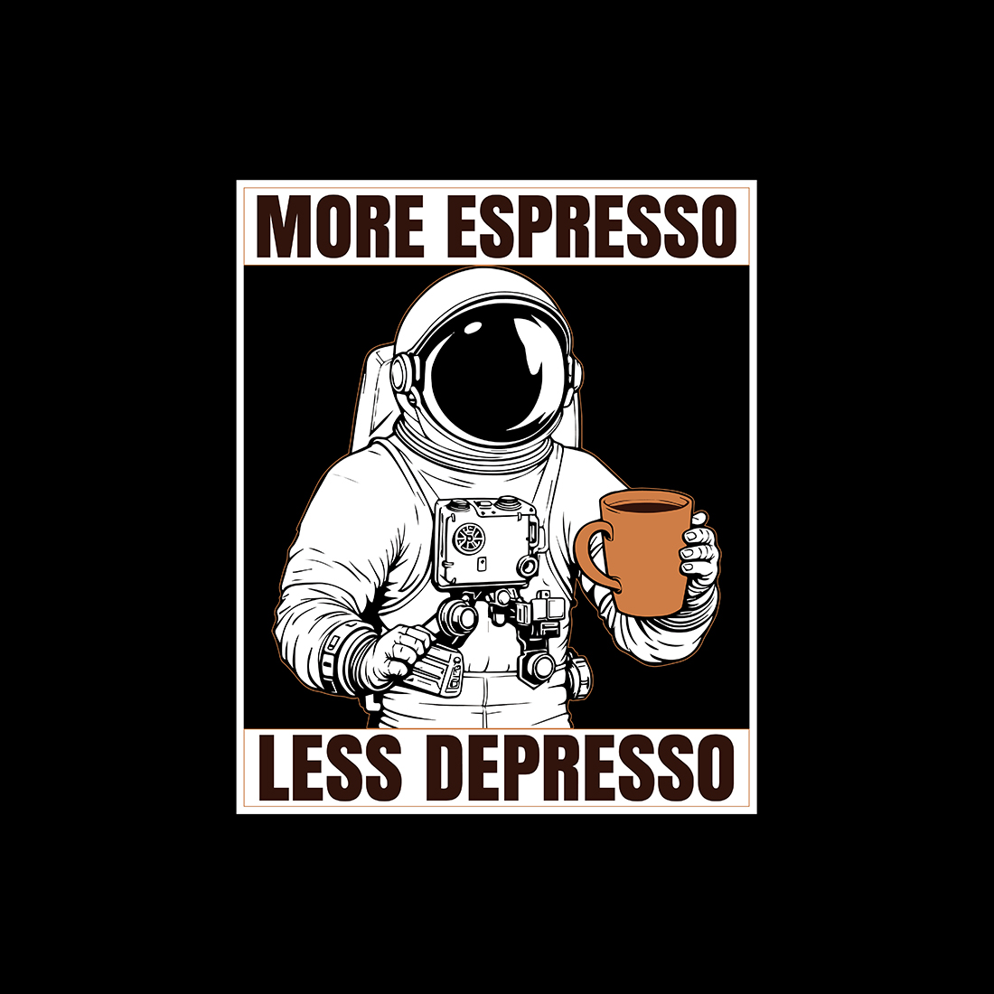 Funny Astronaut Enjoying Espresso, A Mood Booster Graphic Design cover image.