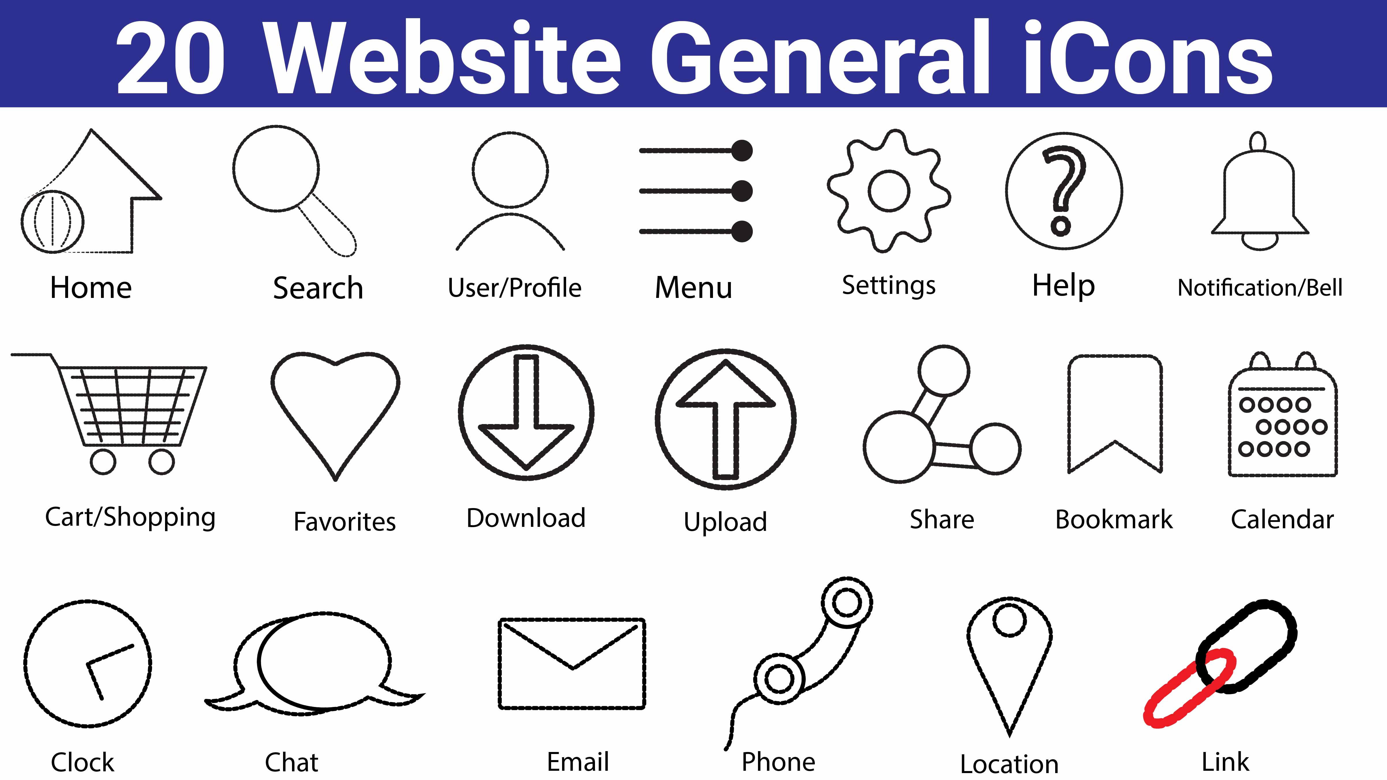 20 website general icons set 985