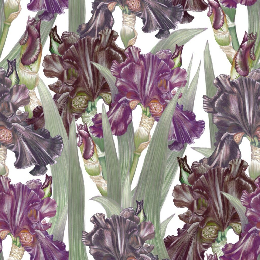 BEAUTIFUL IRIS -SEAMLESS PATTERN - MasterBundles