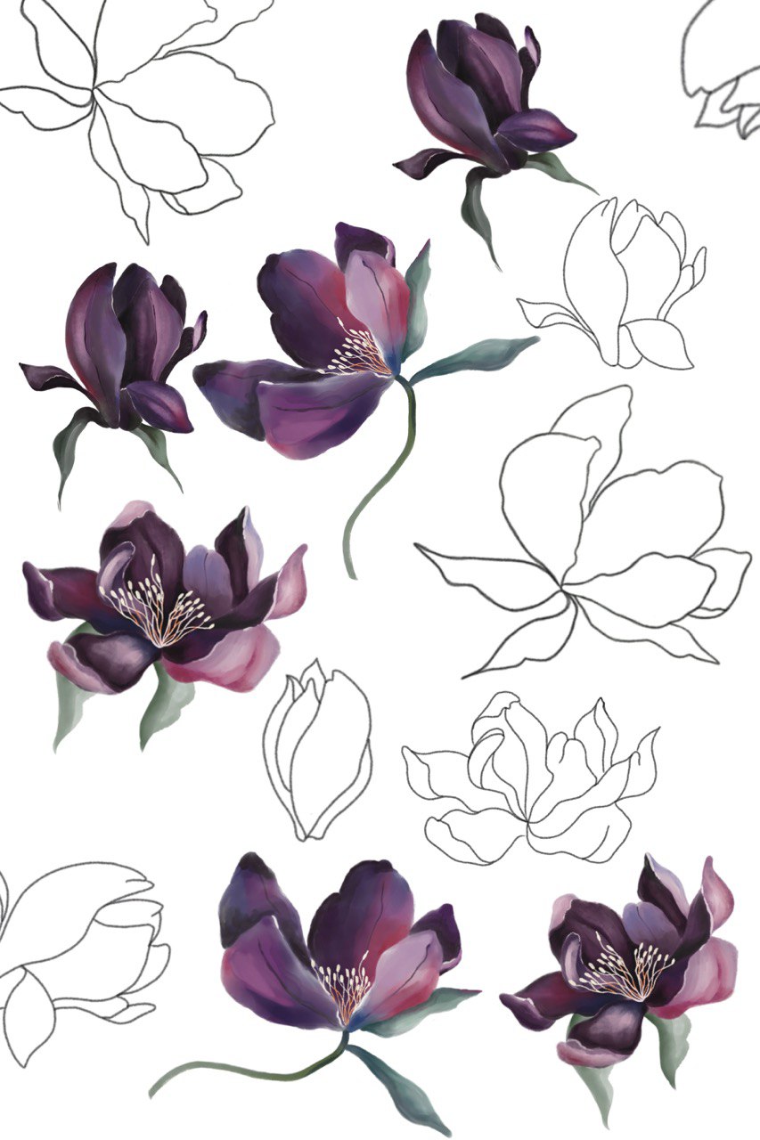 "Magnolia Seamless Pattern" pinterest preview image.