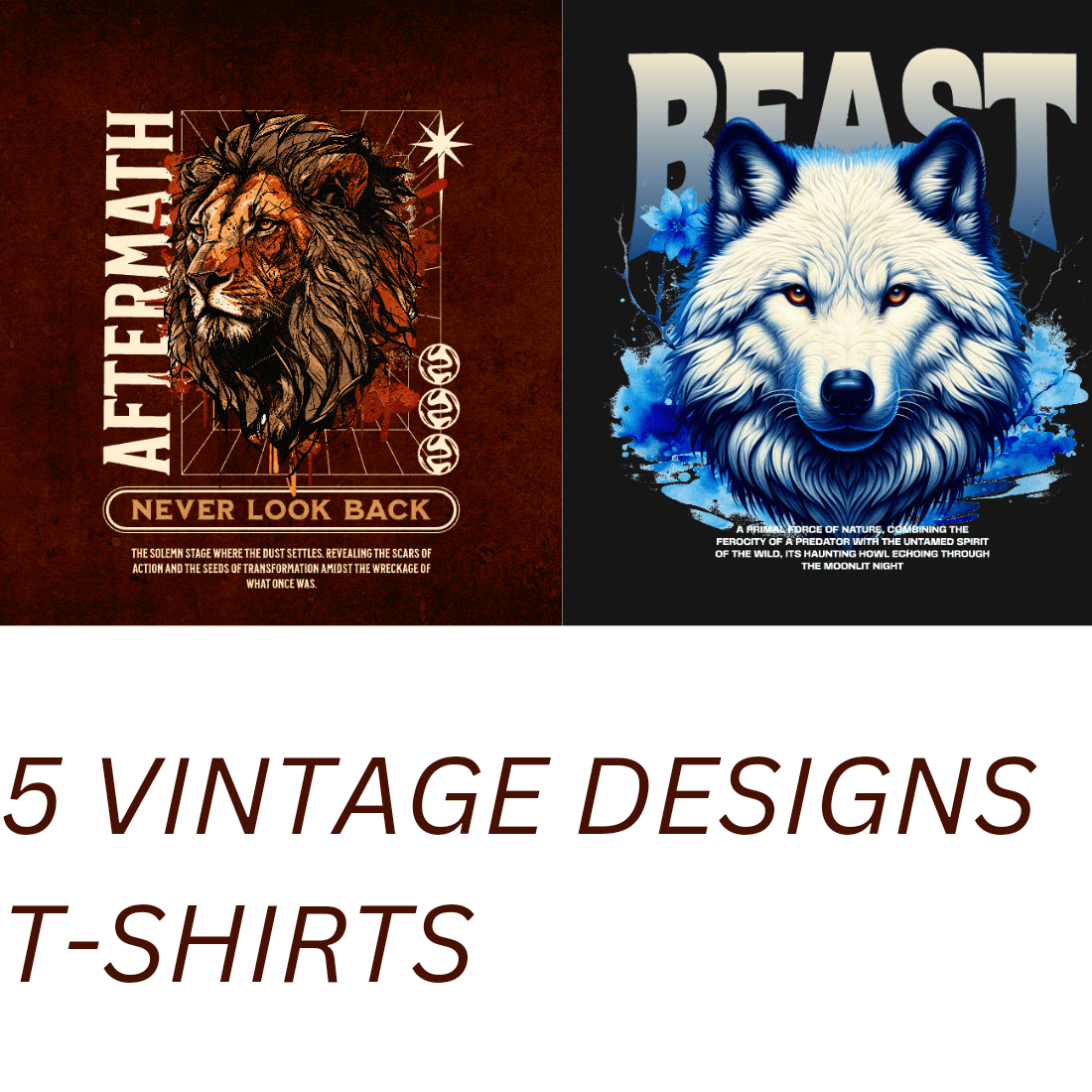 5 Vintage t-shirts designs cover image.