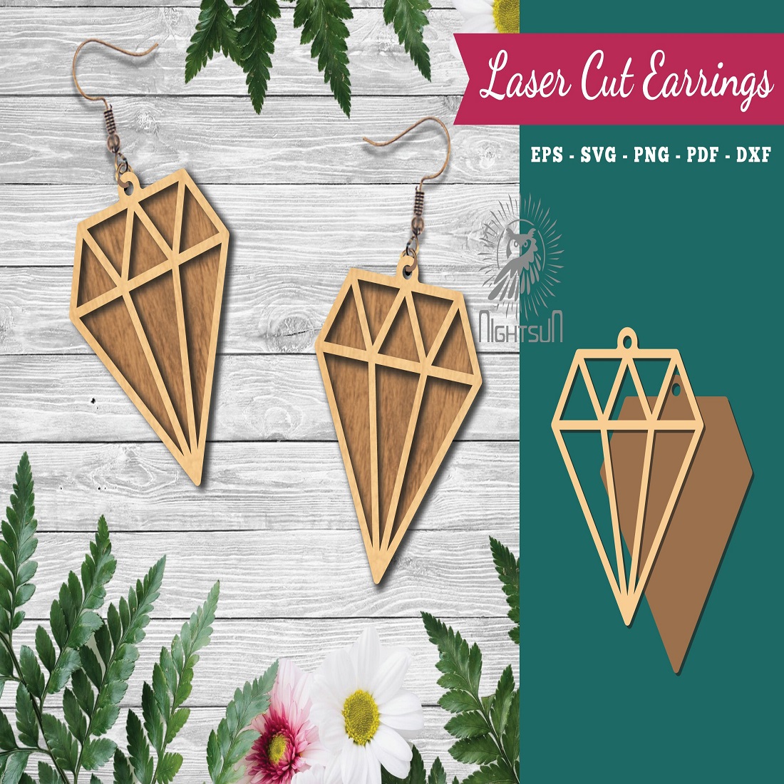 Diamond Laser Cut Earrings preview image.