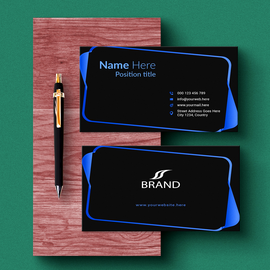 creative and simple modern business card design preview image.